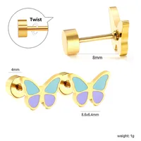 1 Pair Simple Style Ball Cake Watermelon Plating 304 Stainless Steel Ear Studs sku image 3