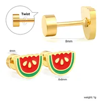 1 Pair Simple Style Ball Cake Watermelon Plating 304 Stainless Steel Ear Studs sku image 4