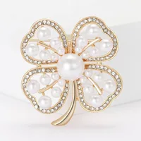 Elegant Four Leaf Clover Alloy Inlay Rhinestones Pearl Women's Brooches main image 4