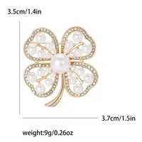Elegant Four Leaf Clover Alloy Inlay Rhinestones Pearl Women's Brooches main image 2