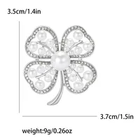 Elegant Four Leaf Clover Alloy Inlay Rhinestones Pearl Women's Brooches sku image 1