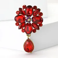 Elegant Retro Water Droplets Flower Alloy Inlay Rhinestones Glass Women's Brooches main image 3