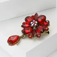 Elegant Retro Water Droplets Flower Alloy Inlay Rhinestones Glass Women's Brooches main image 4