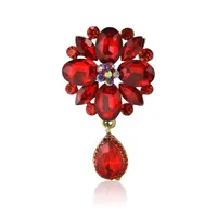 Elegant Retro Water Droplets Flower Alloy Inlay Rhinestones Glass Women's Brooches main image 5
