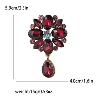 Elegant Retro Water Droplets Flower Alloy Inlay Rhinestones Glass Women's Brooches sku image 3
