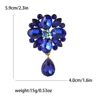 Elegant Retro Water Droplets Flower Alloy Inlay Rhinestones Glass Women's Brooches sku image 7