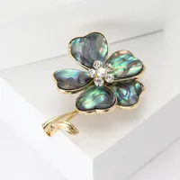 Retro Flower Alloy Inlay Rhinestones Shell Women's Brooches main image 3