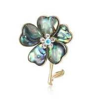 Retro Flower Alloy Inlay Rhinestones Shell Women's Brooches main image 5