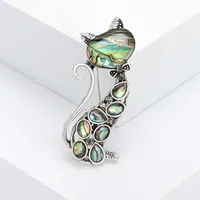 Cute Retro Cat Alloy Inlay Shell Women's Brooches main image 1