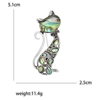 Cute Retro Cat Alloy Inlay Shell Women's Brooches sku image 1