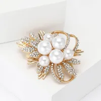 Elegant Bouquet Alloy Inlay Rhinestones Pearl Women's Brooches main image 4