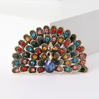 Retro Peacock Alloy Inlay Rhinestones Women's Brooches sku image 1