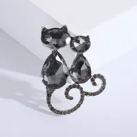 Cute Cat Alloy Inlay Crystal Rhinestones Women's Brooches sku image 2