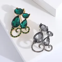 Cute Cat Alloy Inlay Crystal Rhinestones Women's Brooches main image 1