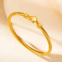 Simple Style Gesture Heart Shape 304 Stainless Steel Inlay Zircon 18K Gold Plated Women's Bangle main image 3