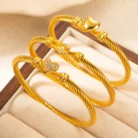 Simple Style Gesture Heart Shape 304 Stainless Steel Inlay Zircon 18K Gold Plated Women's Bangle main image 1
