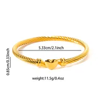 Simple Style Gesture Heart Shape 304 Stainless Steel Inlay Zircon 18K Gold Plated Women's Bangle main image 2