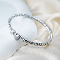 Simple Style Gesture Heart Shape 304 Stainless Steel Inlay Zircon 18K Gold Plated Women's Bangle sku image 2