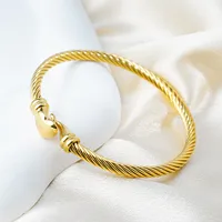 Simple Style Gesture Heart Shape 304 Stainless Steel Inlay Zircon 18K Gold Plated Women's Bangle sku image 1