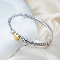 Simple Style Gesture Heart Shape 304 Stainless Steel Inlay Zircon 18K Gold Plated Women's Bangle sku image 3