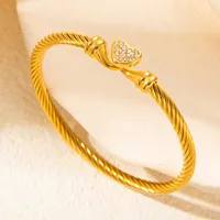 Simple Style Gesture Heart Shape 304 Stainless Steel Inlay Zircon 18K Gold Plated Women's Bangle main image 4
