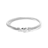 Simple Style Gesture Heart Shape 304 Stainless Steel Inlay Zircon 18K Gold Plated Women's Bangle main image 5