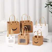 Simple Style Smiley Face Kraft Paper White Cardboard Storage Bag main image 1