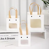 Simple Style Smiley Face Kraft Paper White Cardboard Storage Bag main image 3