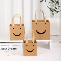 Simple Style Smiley Face Kraft Paper White Cardboard Storage Bag main image 5