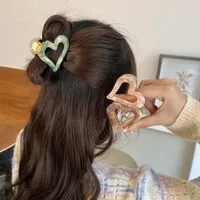 Women's Simple Style Heart Shape Alloy Resin Hollow Out Hair Claws main image 2