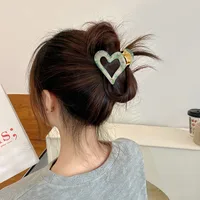 Women's Simple Style Heart Shape Alloy Resin Hollow Out Hair Claws main image 5