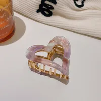 Women's Simple Style Heart Shape Alloy Resin Hollow Out Hair Claws sku image 2