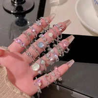 IG Style Shiny Geometric Heart Shape Bow Knot Alloy Inlay Zircon Women's Open Rings main image 1