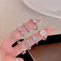 IG Style Shiny Geometric Heart Shape Bow Knot Alloy Inlay Zircon Women's Open Rings main image 4