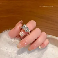 IG Style Shiny Geometric Heart Shape Bow Knot Alloy Inlay Zircon Women's Open Rings sku image 8