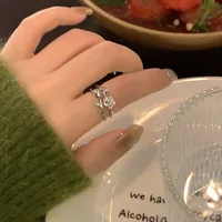 IG Style Shiny Geometric Heart Shape Bow Knot Alloy Inlay Zircon Women's Open Rings sku image 34