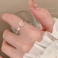 IG Style Shiny Geometric Heart Shape Bow Knot Alloy Inlay Zircon Women's Open Rings sku image 13