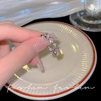 IG Style Shiny Geometric Heart Shape Bow Knot Alloy Inlay Zircon Women's Open Rings sku image 47