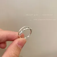 IG Style Shiny Geometric Heart Shape Bow Knot Alloy Inlay Zircon Women's Open Rings sku image 18