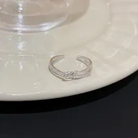 IG Style Shiny Geometric Heart Shape Bow Knot Alloy Inlay Zircon Women's Open Rings sku image 39
