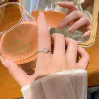 IG Style Shiny Geometric Heart Shape Bow Knot Alloy Inlay Zircon Women's Open Rings sku image 19