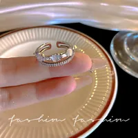 IG Style Shiny Geometric Heart Shape Bow Knot Alloy Inlay Zircon Women's Open Rings sku image 45