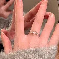 IG Style Shiny Geometric Heart Shape Bow Knot Alloy Inlay Zircon Women's Open Rings sku image 21