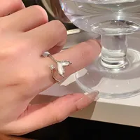 IG Style Shiny Geometric Heart Shape Bow Knot Alloy Inlay Zircon Women's Open Rings sku image 15