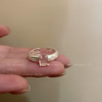 IG Style Shiny Geometric Heart Shape Bow Knot Alloy Inlay Zircon Women's Open Rings sku image 10