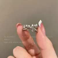 IG Style Shiny Geometric Heart Shape Bow Knot Alloy Inlay Zircon Women's Open Rings sku image 36