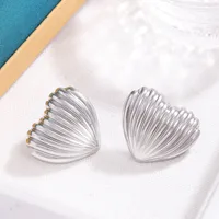 1 Pair Simple Style Heart Shape Flower Butterfly Plating 304 Stainless Steel Ear Studs sku image 1