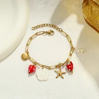 Retro Starfish Heart Shape Strawberry 304 Stainless Steel Pearl Women's Bracelets main image 1