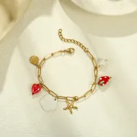 Retro Starfish Heart Shape Strawberry 304 Stainless Steel Pearl Women's Bracelets main image 4