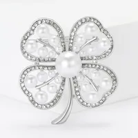 Elegant Four Leaf Clover Alloy Inlay Rhinestones Pearl Women's Brooches main image 5